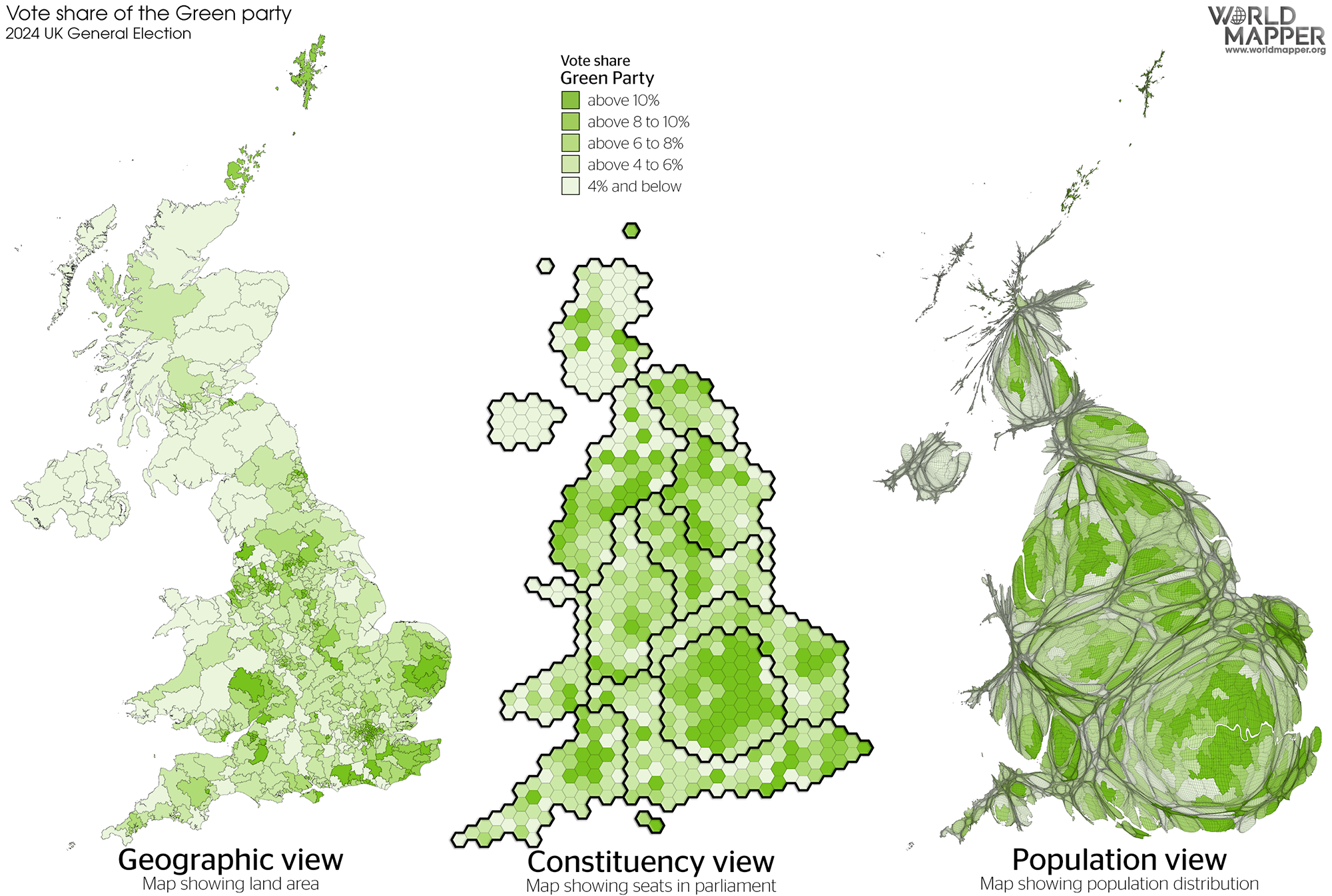 UK General Election Results 2024: Green vote share